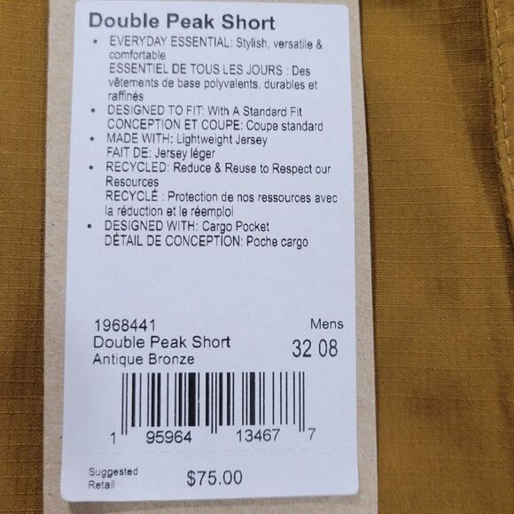 Prana Double Peak Shorts Men Size 32 Antique Bronze 8" Inseam Ripstop Hiking NEW - Picture 8 of 14